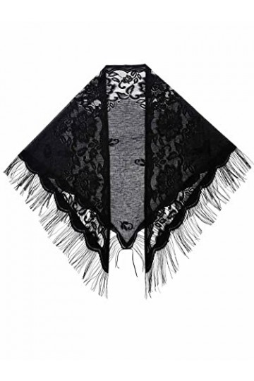 Atigy Châles et Écharpes en Dentelle avec Gland Étoles Châle Triangle Doux pour Robe de Soirée Élégant Châles de Mariage pour