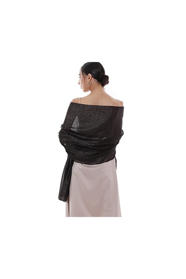 RIIQIICHY Echarpe Étole Femme Noir Étole Robe de Soirée Pashmina Châle Festif