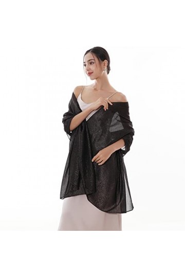 RIIQIICHY Echarpe Étole Femme Noir Étole Robe de Soirée Pashmina Châle Festif