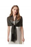 JK Home 190cm Echarpe Longue Femme Métallique Brillant Châle Etole pour Mariage Cérémonie Soirée Demoiselle dHonneur Noir_or