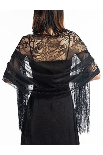 SEEKWISH Etole Mariage Femme Châle Fourlard Écharpe Élégant Dentelle Floralel