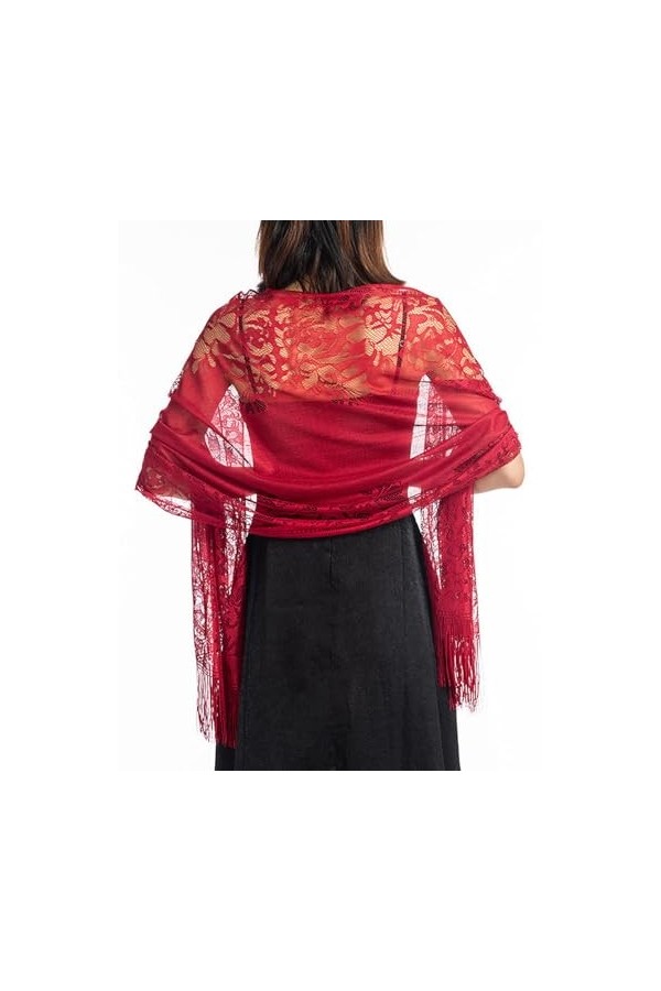 SEEKWISH Etole Mariage Femme Châle Fourlard Écharpe Élégant Dentelle Floralel