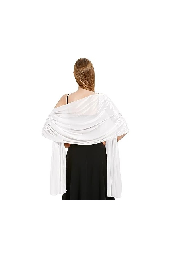 Xnova Femme Étole en Satin 200 * 70 cm, Châles Écharpes Douces, Élégant Foulard Pashmina Grande Longues pour Mariage Soirée C