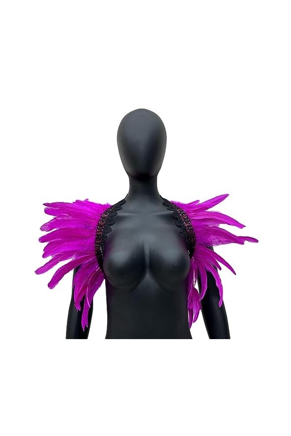 JAWSEU Femme Châle Étole En Plumes Cape Femmes Plume Haussement Châle Cape Châle Étole En Plumes Gothique Épaulettes de Costu