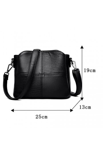 PTKRFMY Sac bandoulière Femme tendance Cuir PU Noir Sac portés épaule