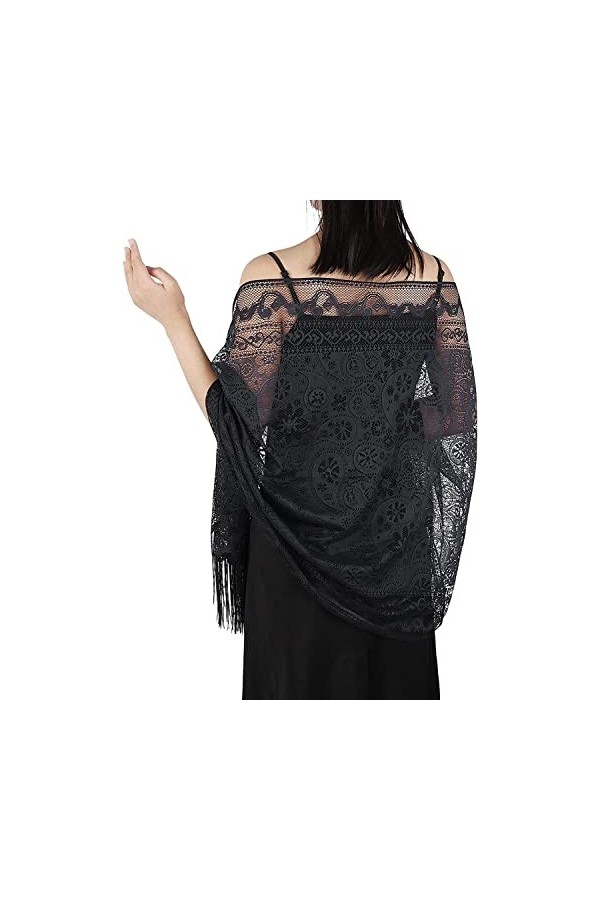 LATH.PIN Femme Étole Mariage en Dentelle Châle Écharpe Ajouré - Wrap Foulard 185cm*65cm pour Soirée Cérémonies Cocktail Bride