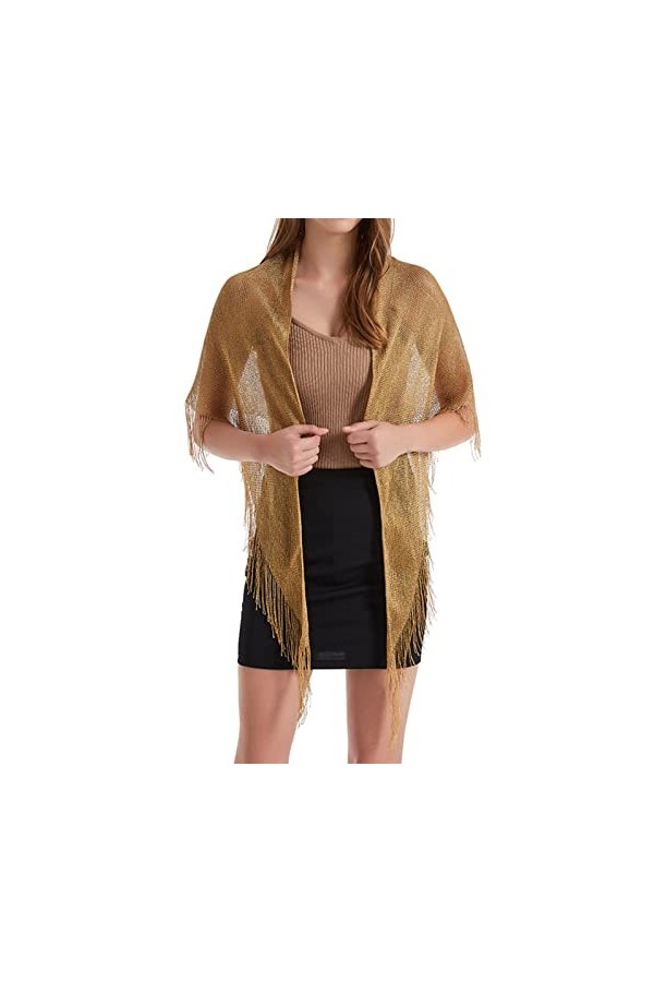 GIBZ Etole Femme Chic Etole Triangle de Pompons Vintage Scintillants Mince éLégants et Respirant Foulard pour Les Dîners de M