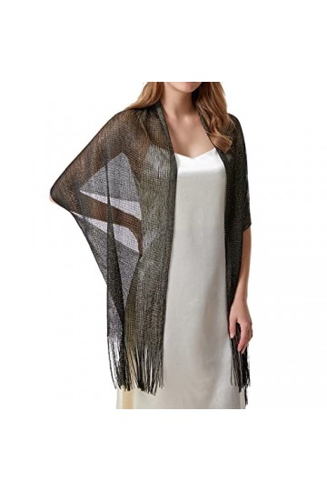 Saingace Echarpe Longue Femme Métallique Brillant Châle Etole pour Mariage Cérémonie Soirée Demoiselle dHonneur 901 Taille