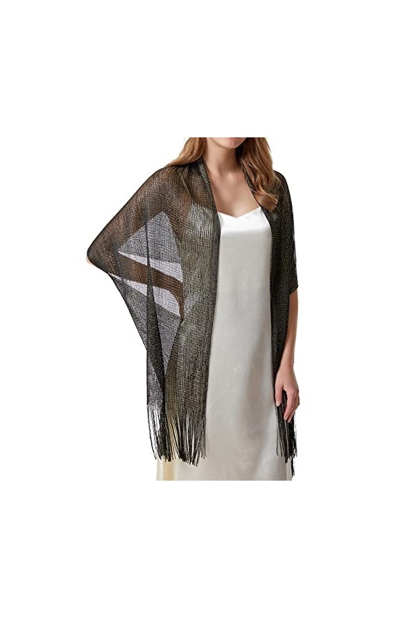 Saingace Echarpe Longue Femme Métallique Brillant Châle Etole pour Mariage Cérémonie Soirée Demoiselle dHonneur 901 Taille