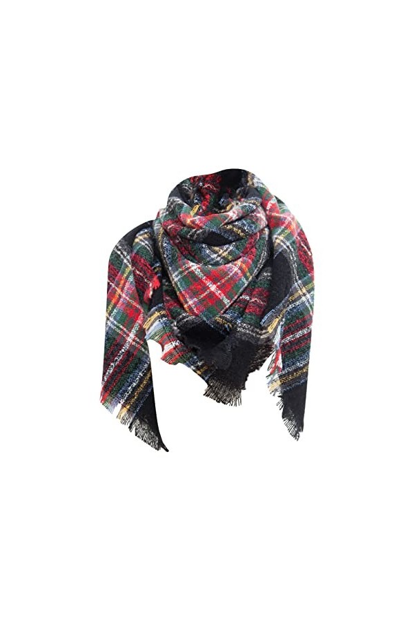 DAaomi écharpe Triangle Femme Homme Hiver Chaud élégant Foulard Triangle à Carreaux Chic Grande Taille étole Wraps Classique 