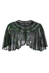 Jolisson Étole rétro pour femme - Paillettes géométriques - Style années 1920 - Style Art déco pour mariage et fête, vert, ta