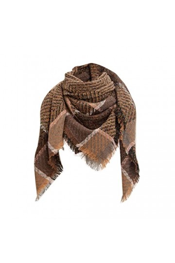 Femme Écharpe Grand Plaid en Laine Acrylique Foulard Long Chaude Vogue en Automne/Hiver Cape Souple Confortable Noir 