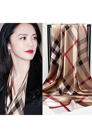 Ecroon Écharpe en soie à carreaux jaune 531G, acrylique