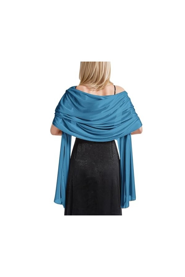 Satin Foulard Chale Femme Mariage Echarpes Pour Robe de SoiréE ÉLéGant Chic Etole Femme Pour SoiréE CéRéMonies Fêtes Mariage 