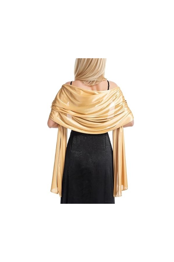 Satin Foulard Chale Femme Mariage Echarpes Pour Robe de SoiréE ÉLéGant Chic Etole Femme Pour SoiréE CéRéMonies Fêtes Mariage 
