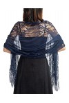 Minetom Châles Écharpes Pour Robe De Bal Soirée Mariage Cocktail Fête Rétro Dentelle Châle Wrap Boléro A Bleu Taille Unique