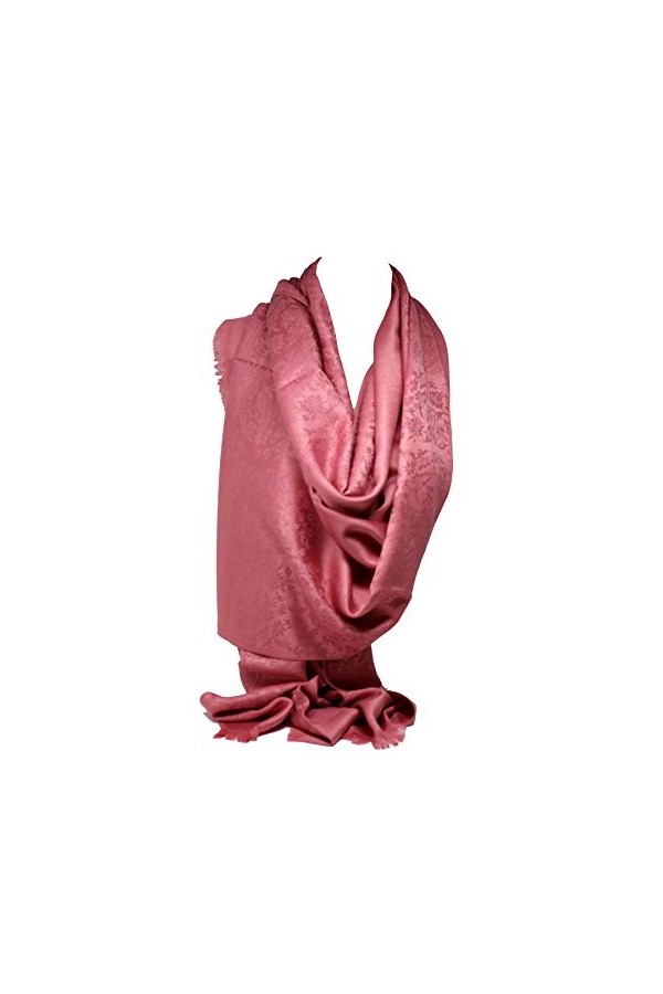 Bullahshah Qualité deux faces impression libre en relief Pashmina sensation Wrap écharpe étole châle Rose Floral 