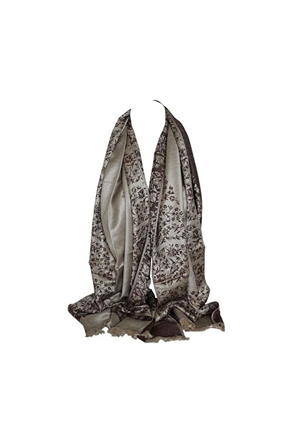 Bullahshah Qualité deux faces impression libre en relief Pashmina sensation Wrap écharpe étole châle Rose Floral 