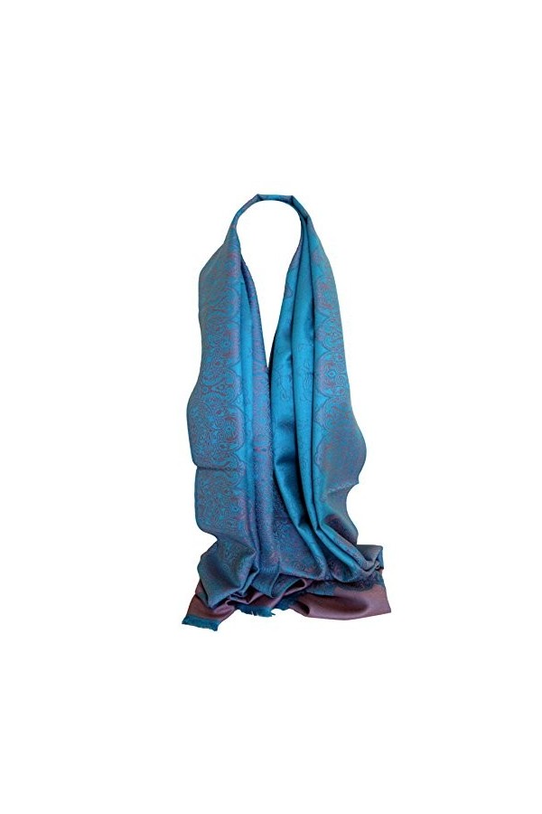 Bullahshah Qualité deux faces impression libre en relief Pashmina sensation Wrap écharpe étole châle Rose Floral 