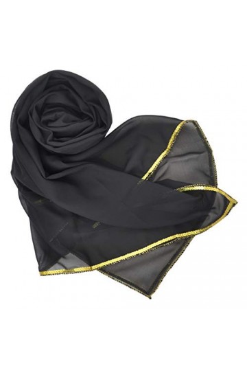 BellyLady Superbe Voile de Danse du Ventre en Mousseline à la Main Black