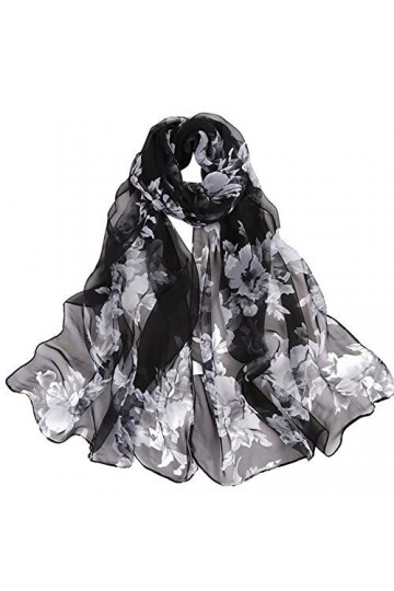 Générique Foulard Femme Soie Polyester Écharpe Tissu Satiné Doux Art à la Mode Etole/Châle pour Demoiselles Soirée Mariage Pl