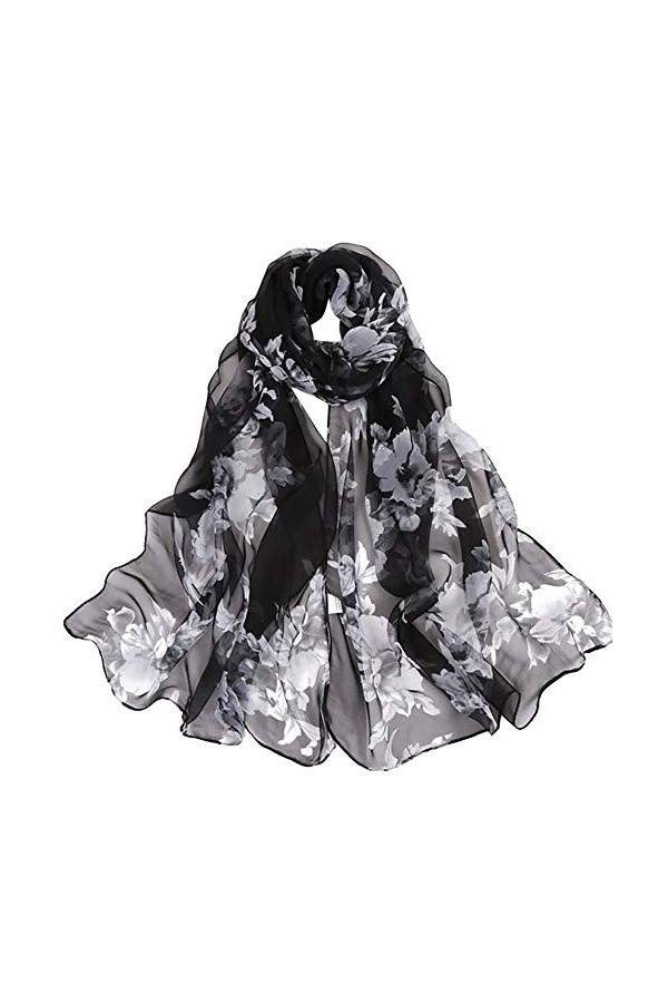 Générique Foulard Femme Soie Polyester Écharpe Tissu Satiné Doux Art à la Mode Etole/Châle pour Demoiselles Soirée Mariage Pl