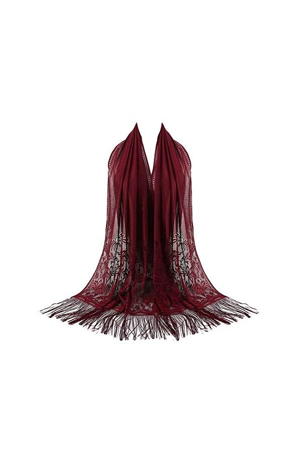 Jaysis Châle Femme Mariage Hiver Écharpe Femme Laine Cachemire Etole Soiree Femme Fourrure Argenté Bordeaux Satin Wrap Elégan