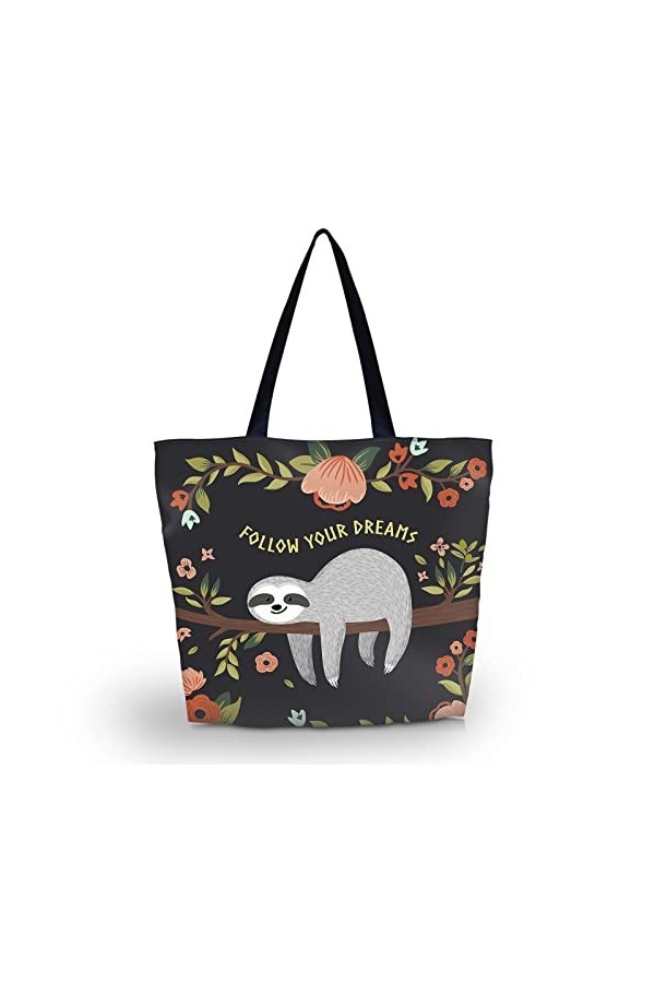 AOKSUNOVA sac shopping sac en tissu pliable sac en tissu imprimé cabas design paresseux pliable 43 x 35 x 10 cm