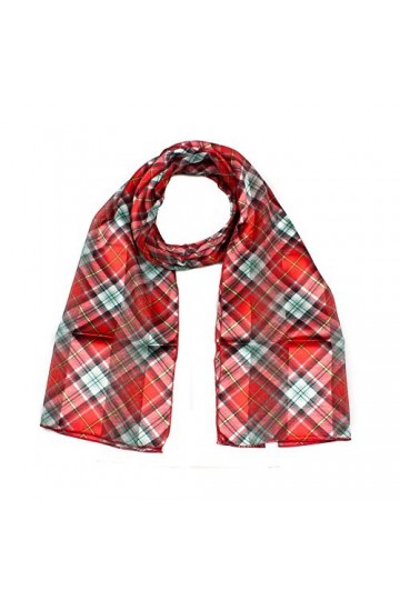 Écharpe / étole en mousseline - Motif : Tartan rouge - Pour femme