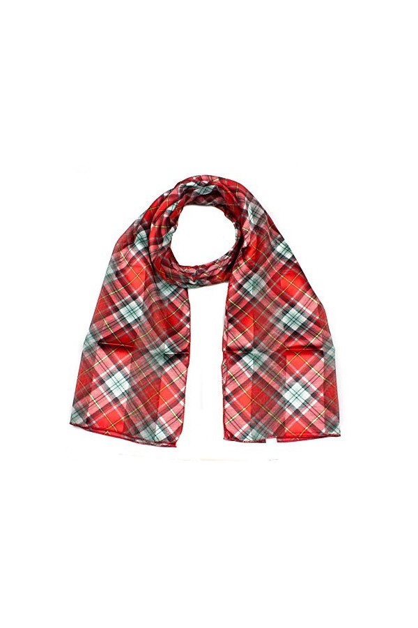 Écharpe / étole en mousseline - Motif : Tartan rouge - Pour femme
