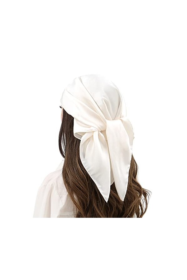 RIIQIICHY Femme Foulard Ivoire Châle Écharpe Etole Pashmina Carré Soie 70x70cm