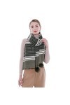 SWAT PANY Écharpes et châles pour femmes Vert Pashmina châle Chaud Etole Hiver Longues Grande Style Rayé（avec boule de poils）