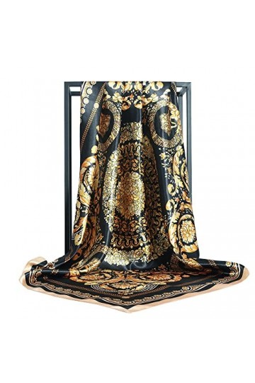 Ecroon Foulard Femme Bandeau Soie Ressentir Bandanas Cheveux Chale/Foulards/Etole/Echarpe-Grand carre Satin 90x90cm