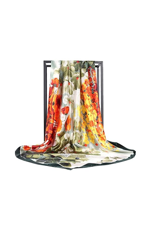 KOOYOL Soie Foulard Femme Écharpe Bandana Soie Le petit Carré Satiné Tête Foulards Echarpes Fichus et foulards de tête Etoles