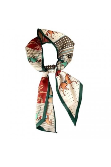HEVIBK Reproduction de foulard en soie monogrammé, bandeau queue de cheval, ceinture foulard en soie, nœud papillon, long fou