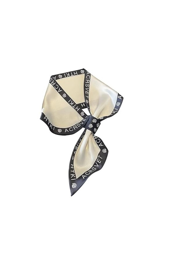 HEVIBK Reproduction de foulard en soie monogrammé, bandeau queue de cheval, ceinture foulard en soie, nœud papillon, long fou