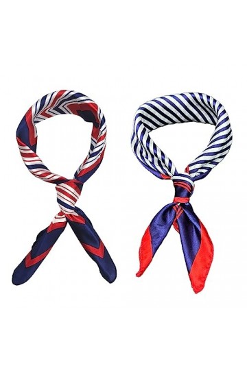 MIVAIUN 4 Pièces Foulards Marins Foulard,écharpe Carrée à Imprimé Géométrique,Écharpe élégante en Soie pour Femme,pour Tous l