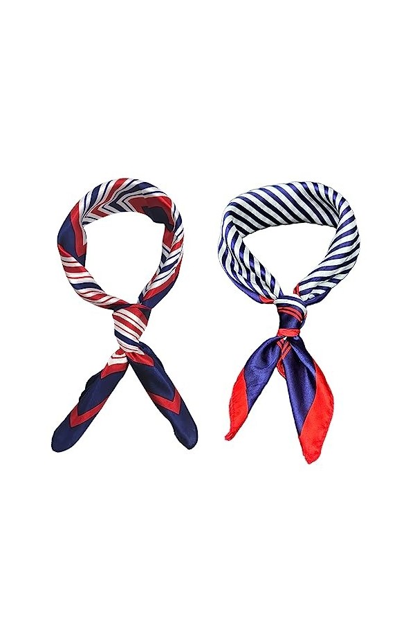 MIVAIUN 4 Pièces Foulards Marins Foulard,écharpe Carrée à Imprimé Géométrique,Écharpe élégante en Soie pour Femme,pour Tous l