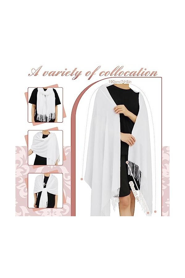 Sinmoe 3 Accessoires de Costume Mariage, Châle Blanc Fascinateur de Plume Rose avec Clip Pochette en Satin Rose Soirée Bal