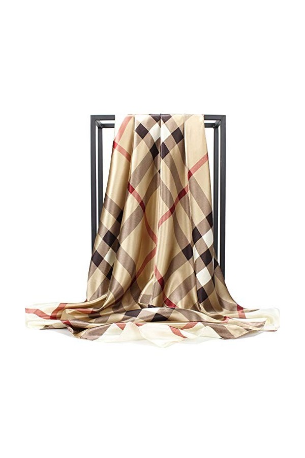 Ecroon Femme Foulard Carre Echarpe et Foulards Chales Echarpes Square Motif dImpression Satin de Soie Bandanas