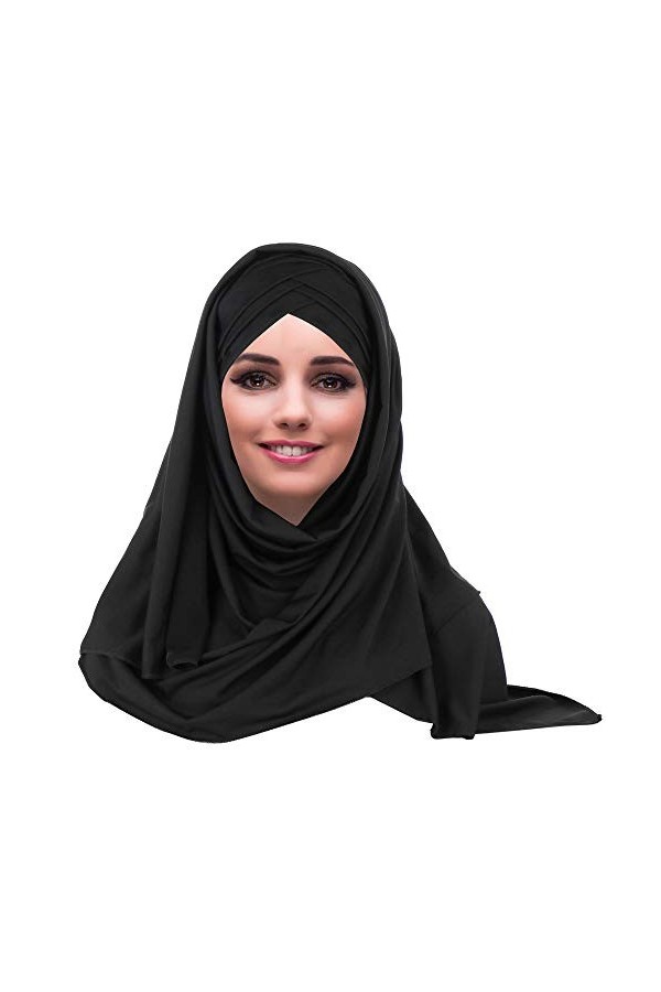 YOFASEN Slouchy Musulman Chapeau - Femmes Écharpes Islamiques Beau Hijab Bonnet Casquette Châle Foulard, Rouge, One Size