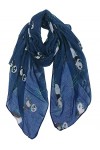 DAMILY Châle Femme Panda Foulard Adorable Écharpe Femme Bleu Foncé 
