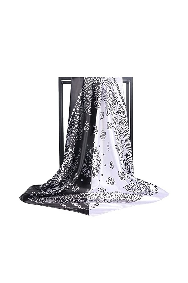 KOOYOL Foulard Carré de Soie Multi-motifs Wrap Sentir soie Foulards Femme Écharpes Soie Bandanas Mouchoir Echarpe Carré