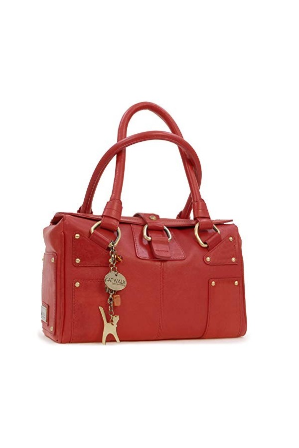 Catwalk Collection Handbags - Cuir Véritable - Sac Porté Main/Sac à Main/Sac porté épaule - Femme - CLAUDIA - Rouge