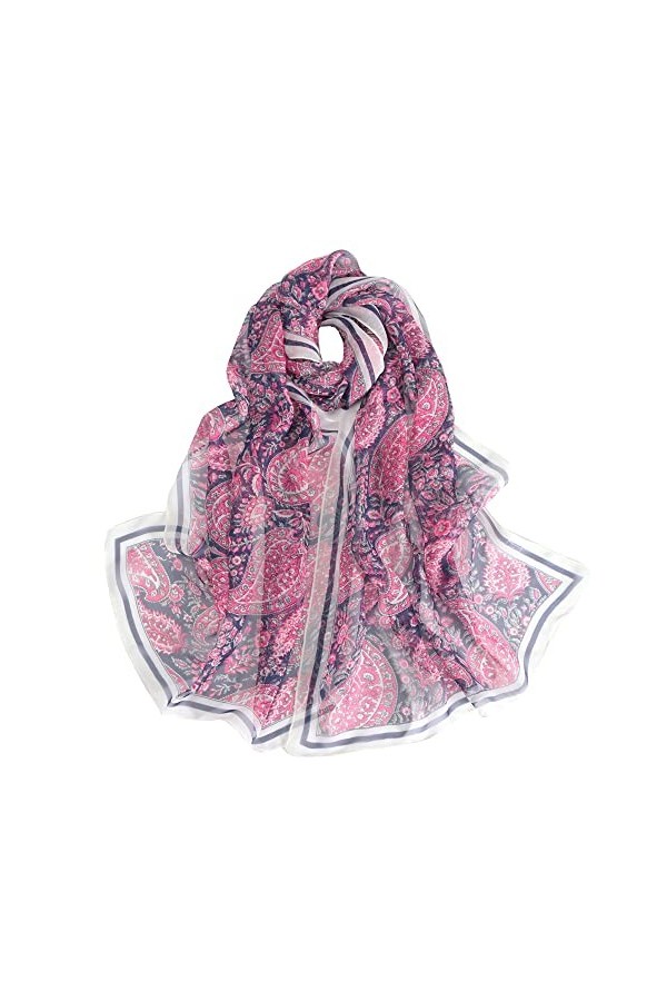 Ecroon Foulard pour les Femme Soie comme une 飨arpe Longue Carr頗rap de ch⬥ Etole Pashmina,Taille unique,Rose