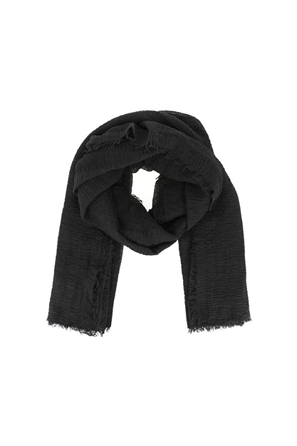 moonbow Foulard Femme Taupe - Foulard Uni 20% Coton 80% Viscose effet Froissé et finition Frangée - Etole Femme Longue et Rec