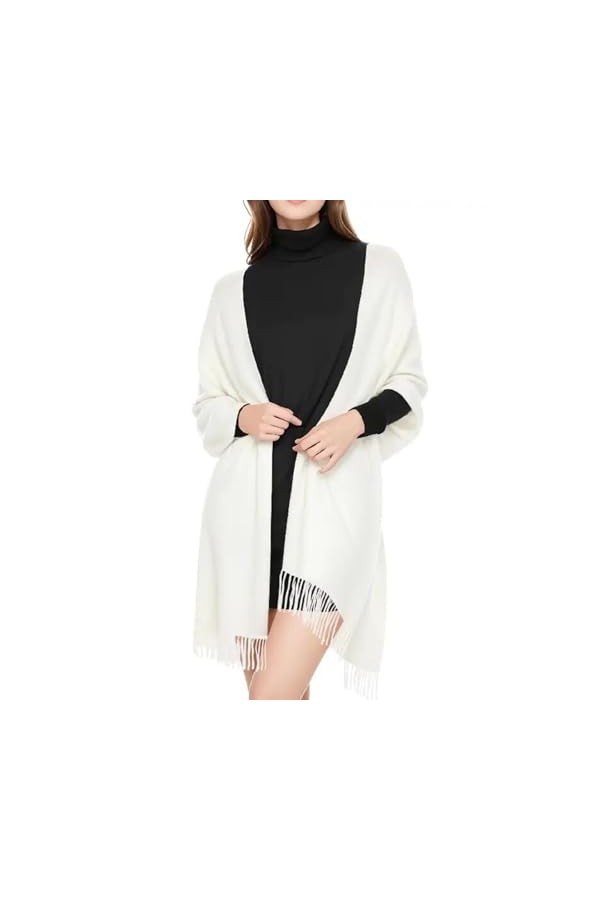 Jovono Dames Châle Wrap Écharpe Hiver Gland Chaud Doux Écharpe Mariage Noël Halloween Grande Étole Douce pour Les Femmes Ivo