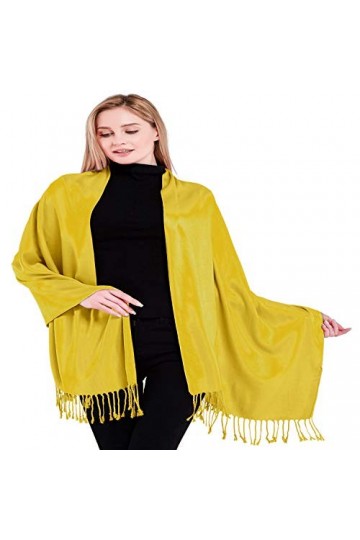 CJ Apparel Jaune Or Solide Couleur Unie Conception Népalaise Châle écharpe étole Wrap Secondes