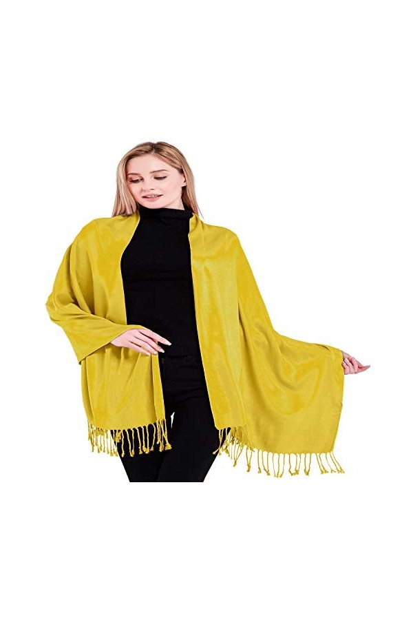 CJ Apparel Jaune Or Solide Couleur Unie Conception Népalaise Châle écharpe étole Wrap Secondes