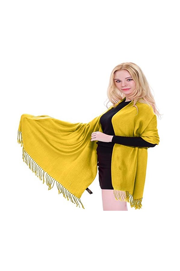 CJ Apparel Jaune Or Solide Couleur Unie Conception Népalaise Châle écharpe étole Wrap Secondes